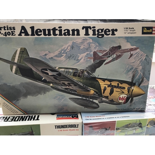 26 - A collection of 6 Monogram aircraft model kits 1:48 scale and 1 Revell 1:32 scale.