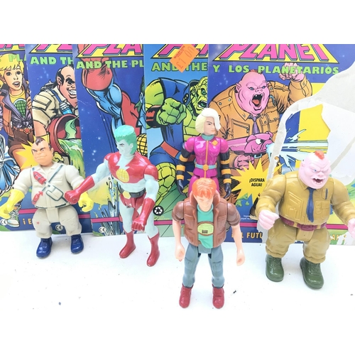 307 - A box containing a collection of Captain Planet Figures and accessories.