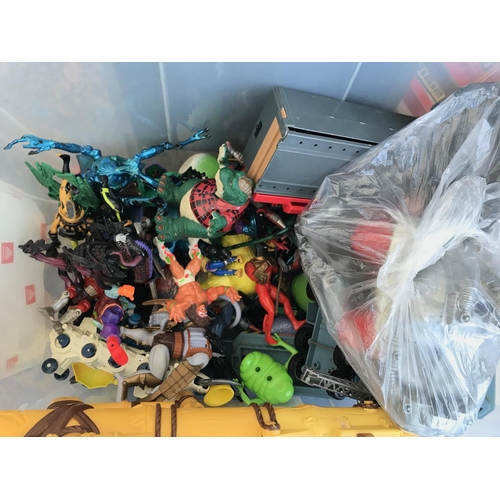 315 - A Box containing a collection of various action figures including Batman. Ghostbusters.Alien. WWE et... 