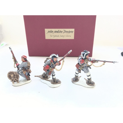 374 - A John Jenkins Figures French Regulars, Regiment De La Reine. Boxed #SF-03 boxed.