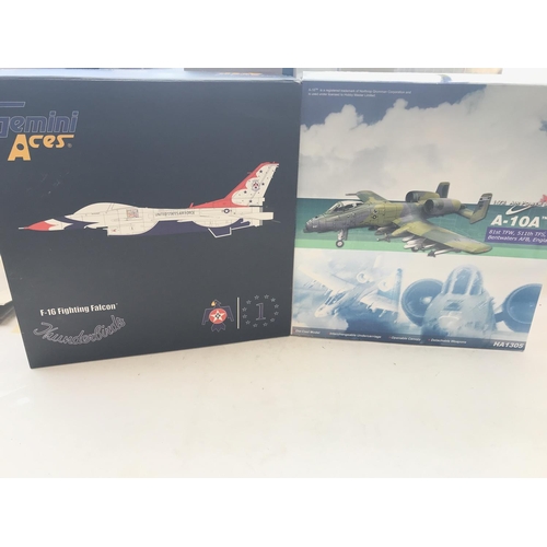 44 - A Gemini Aces F-16 Fighting Falcon and a Hobbymaster A-10 A both boxed.