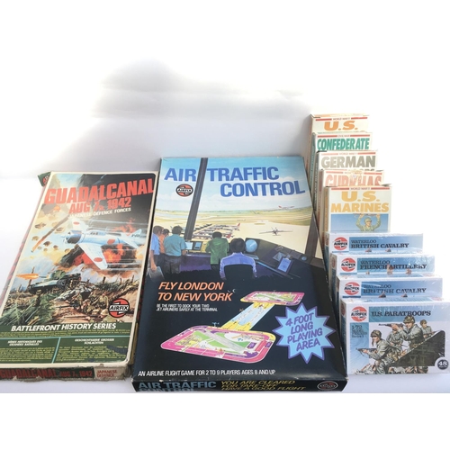 447 - Collection of Airfix Plastic Figures Including WWII Battle Front set / Air Traffic Control Game / WW... 