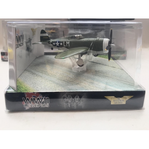 45 - 4 x Corgi WW2 Legends boxed Scale 1:72 including a p47D Thunderbolt. A Mitsubishi zero. A P-40 Kitty... 