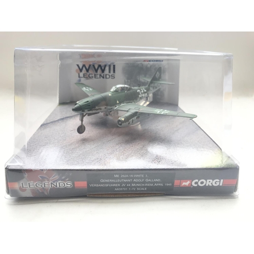 45 - 4 x Corgi WW2 Legends boxed Scale 1:72 including a p47D Thunderbolt. A Mitsubishi zero. A P-40 Kitty... 