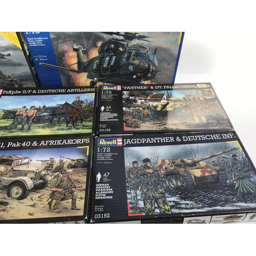 452 - Collection of Revell Tank and Figure Battle sets & Helicopter set.