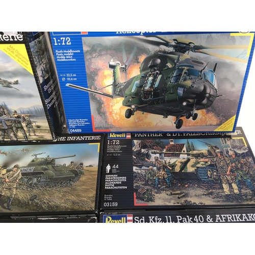 452 - Collection of Revell Tank and Figure Battle sets & Helicopter set.