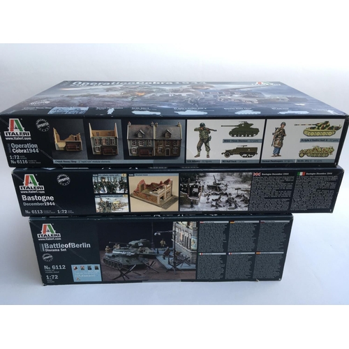 453 - Collection of 3 Italeri Diorama Battlesets. Battle of Berlin. Operation Cobra 1944. Bastogne Decembe... 