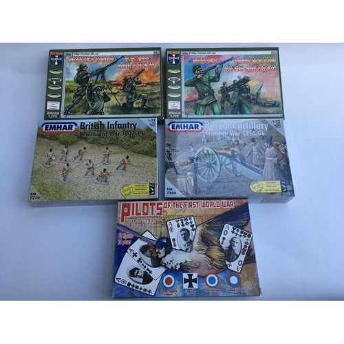 455 - Collection of 34 Boxes of Plastic Figures from Revell/Mars/Orion/Waterloo/Italeri/Zvezda/Caesar/Emha... 