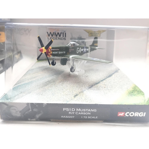 46 - 3 x Corgi WW2 Legends and a Hobbymaster. Including a P51D Mustang.A F4u Corsair. A Junkers and a US ... 