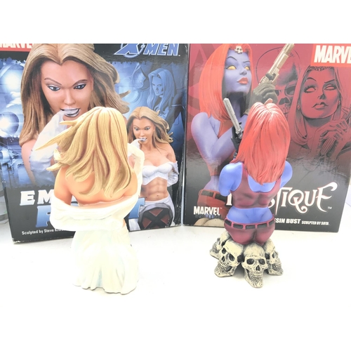 486 - 2 X Marvel Resin SideShow Busts including Emma Frost and Mystique. Both Boxed.