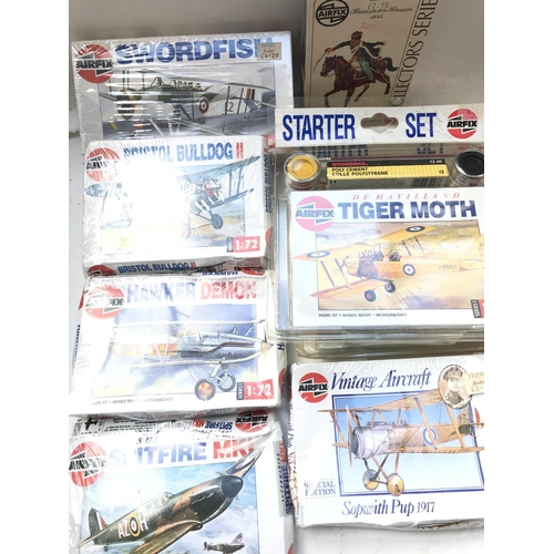 533 - A Collection of Airfix Models including Spitfire. Swordfish.Tigermoth ect.