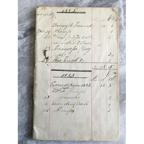1 - 1882 Earliest Ever Tottenham Football Memorabilia: A small hand written accounts book listing first ... 