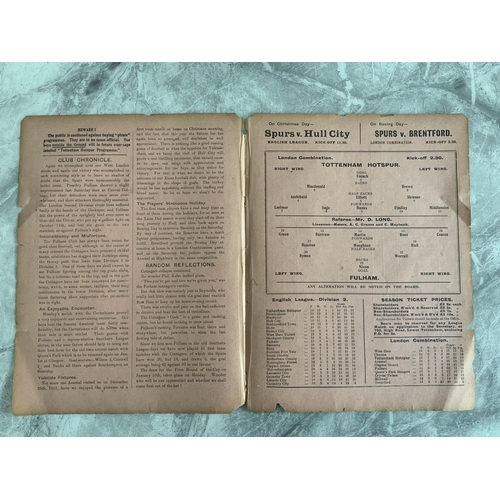 100 - 1919/1920 Tottenham Reserves v Fulham Football Programme: London Combination dated 20 12 1919. Ex bo... 