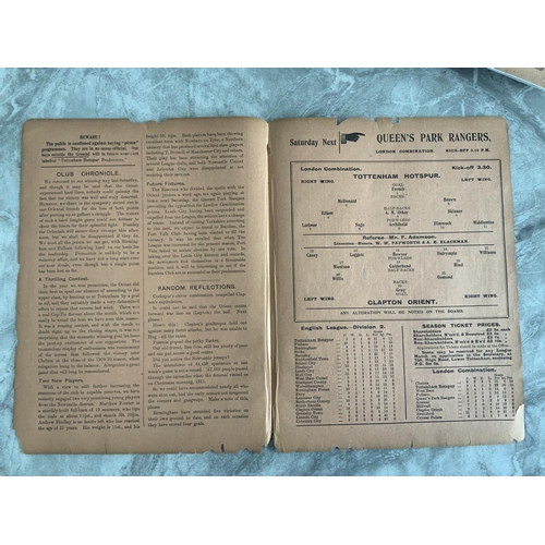 103 - 1919/1920 Tottenham Reserves v Clapton Orient Football Programme: London Combination dated 18 10 191... 