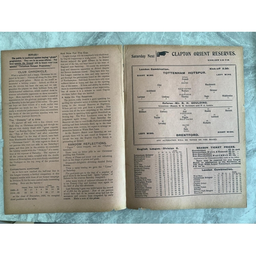 106 - 1919/1920 Tottenham Reserves v Brentford Football Programme: London Combination dated 3 1 1920. Ex b... 