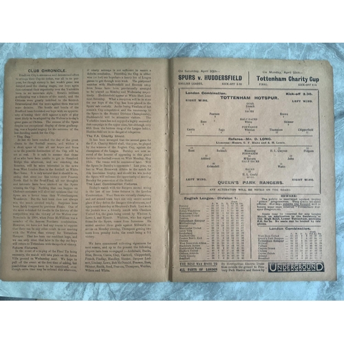 110 - 1920/21 Tottenham Reserves v QPR Football Programme: London Combination dated 23 4 1921. Ex bound in... 
