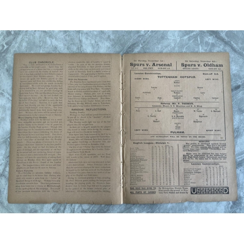 117 - 1920/1921 Tottenham Reserves v Fulham Football Programme: London Combination dated 30 10 1920. Fair ... 