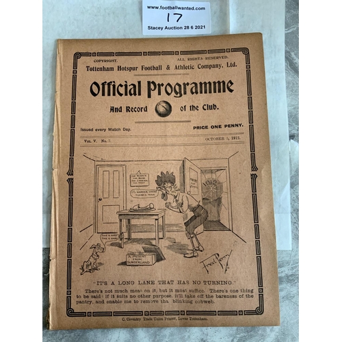 17 - 1912/1913 Tottenham Reserves v West Ham Football Programme: South Eastern League dated 5 10 1912. Tw... 