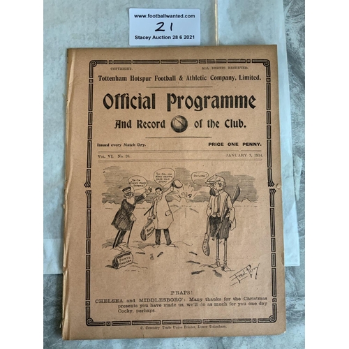 21 - 1913/1914 Tottenham Reserves v Southampton Football Programme: South Eastern League dated 3 1 1914. ... 