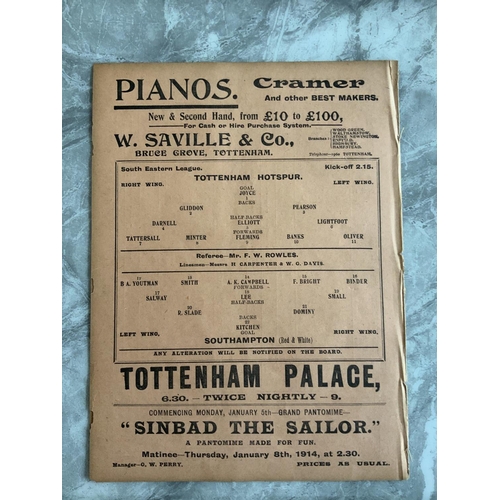 21 - 1913/1914 Tottenham Reserves v Southampton Football Programme: South Eastern League dated 3 1 1914. ... 