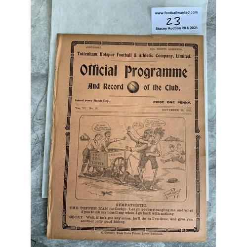 23 - 1913/1914 Tottenham Reserves v Leicester Fosse Football Programme: South Eastern League dated 29 11 ... 