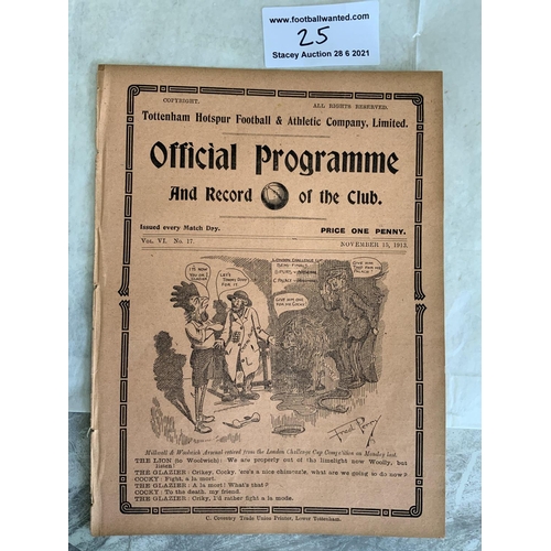 25 - 1913/1914 Tottenham Reserves v Bristol City Football Programme: South Eastern League dated 15 11 191... 
