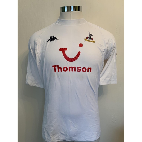 253 - Brown Tottenham 2004/2005; Match Worn Kappa Cup Football Shirt: Long sleeve white Adidas shirt in ve... 
