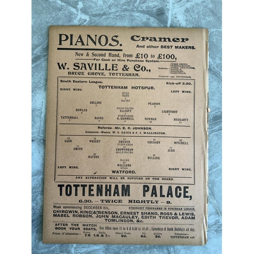 27 - 1913/1914 Tottenham Reserves v Watford Football Programme: South Eastern League dated 13 12 1913. No... 