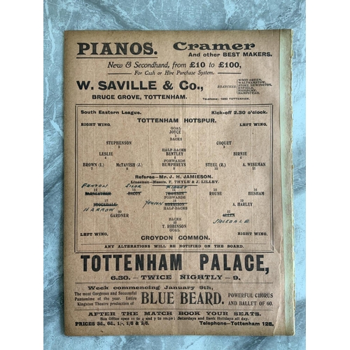 33 - 1910/1911 Tottenham Reserves v Croydon Common Football Programme: South Eastern League dated 9 1 191... 