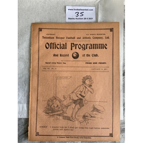 35 - 1910/1911 Tottenham Reserves v Tunbridge Wells Football Programme: South Eastern League dated 21 1 1... 