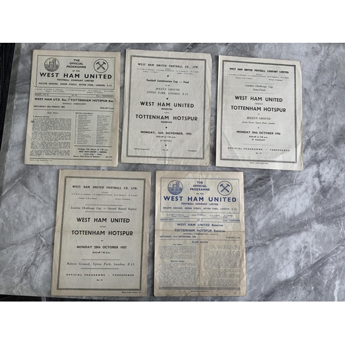 362 - West Ham Reserves v Tottenham Football Programmes: 50/51, 53/54 Final, 56/57, 57/58 Combination sof ... 