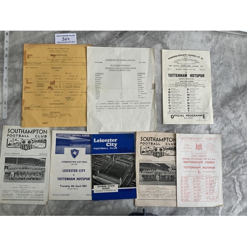 364 - Tottenham 1960s Away Reserve Football Programmes: 68/69 Southampton semi final, 66/67 Leicester fina... 