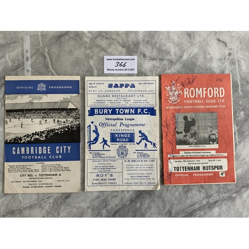 366 - Tottenham 1960s Away Metropolitan League Football Programmes: 64/65 Romford potentially autographs t... 