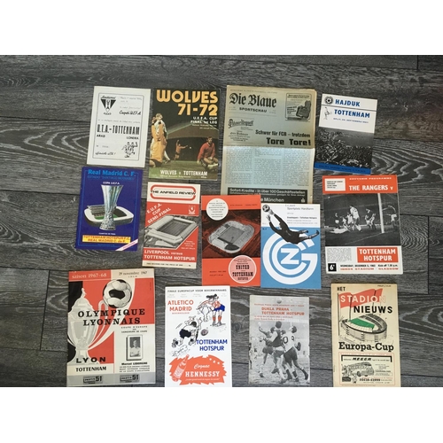367 - Tottenham European Away Football Programmes: 61/62 Feyenoord, Dukla, 62/63 Rangers, Athletico Madrid... 