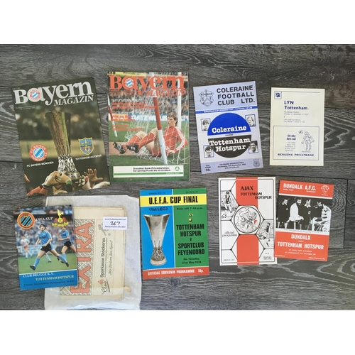 367 - Tottenham European Away Football Programmes: 61/62 Feyenoord, Dukla, 62/63 Rangers, Athletico Madrid... 