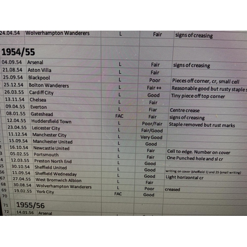 372 - Tottenham 54/55 Away Football Programmes: For full list see online picture. Overall fair with 2 havi... 