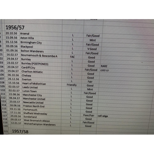 374 - Tottenham 56/57 Away Football Programmes: For full list see online picture. Overall good with Hudder... 