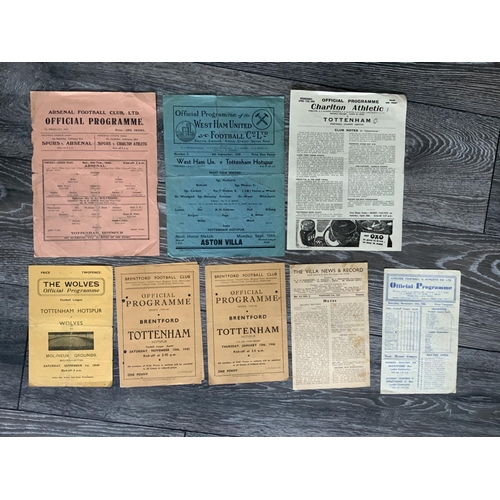 381 - 45/46 Tottenham Away Football Programmes: Includes Charlton Arsenal West Ham Aston Villa Brentford L... 
