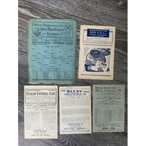 382 - 46/47 Tottenham Away Football Programmes: Includes West Ham Birmingham Millwall Man City and Fulham.... 