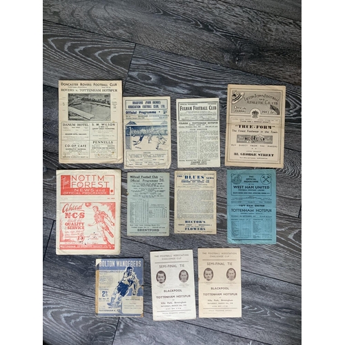 383 - 47/48 Tottenham Away Football Programmes: Includes West Ham Millwall Birmingham Notts Forest Luton F... 