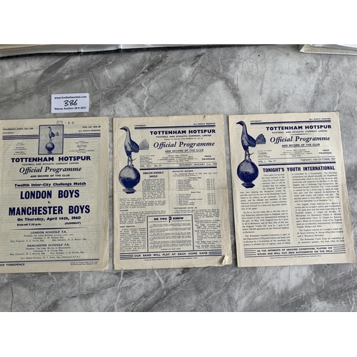 386 - 1950s Schools Football Programmes At Tottenham: 52/53 Tottenham Schools v Bristol Schools, 57/58 Eng... 