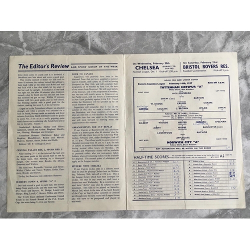 388 - 56/57 Tottenham A v Norwich City A Football Programme: Eastern Counties League match in good conditi... 