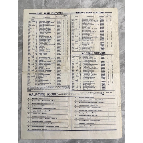 390 - 59/60 Tottenham A v Spalding United Football Programme: Eastern Counties League match in fair condit... 