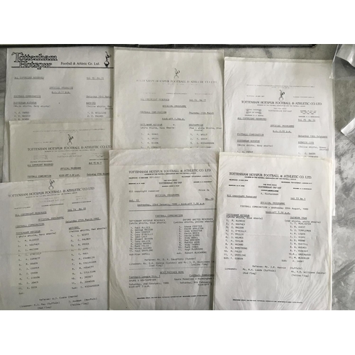 394 - Tottenham 1980s Home Reserve Football Programmes: Black and white sheets from the early 80s with no ... 