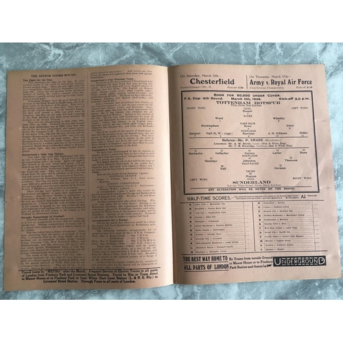 400 - 37/38 Tottenham v Sunderland FA Cup Football Programme: Tottenhams record home attendance still to t... 