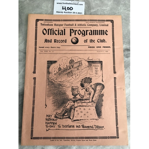 400 - 37/38 Tottenham v Sunderland FA Cup Football Programme: Tottenhams record home attendance still to t... 
