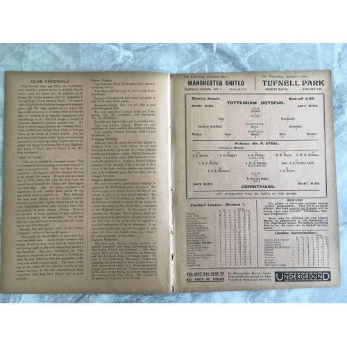 414 - 1921/22 Tottenham v Corinthians Football Programme: Friendly match dated 6 10 1921 with no team chan... 