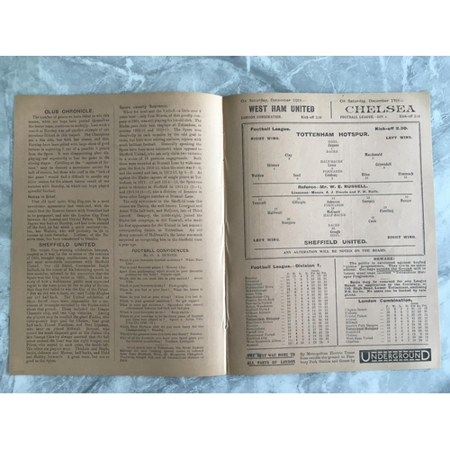 416 - 1921/22 Tottenham v Sheffield United Football Programme: League match dated 3 12 1921 with no team c... 