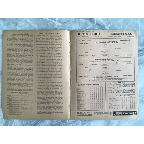 417 - 1921/22 Tottenham v Preston North End Football Programme: League match dated 31 12 1921 with no team... 