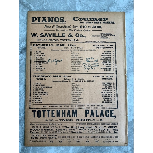 42 - 1912/1913 Tottenham Reserves v Fulham + Portsmouth Football Programme: South Eastern League matches ... 